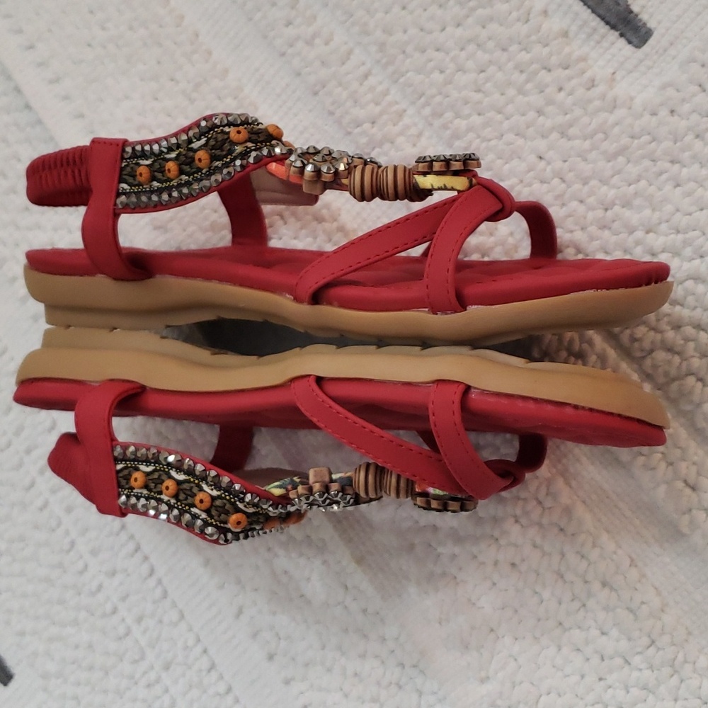 ALICEGANA BOHEMIAN SANDALS W/ ELASTIC ANKLE STRAPS - Picture 4 of 16